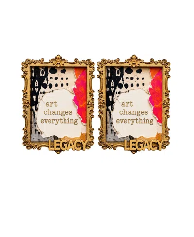 Swanky Designs The Art Stud Statement Earrings In Multi,black