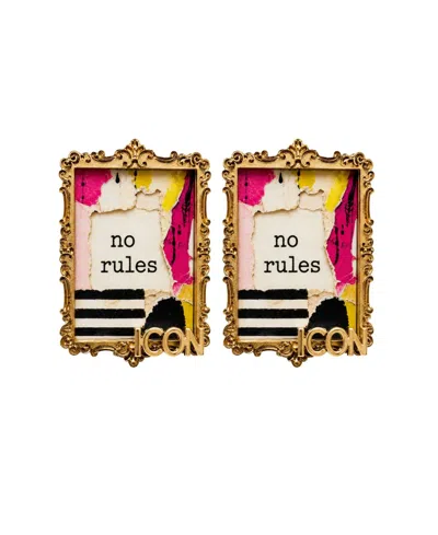 Swanky Designs The Art Stud Statement Earrings In Multi,pink