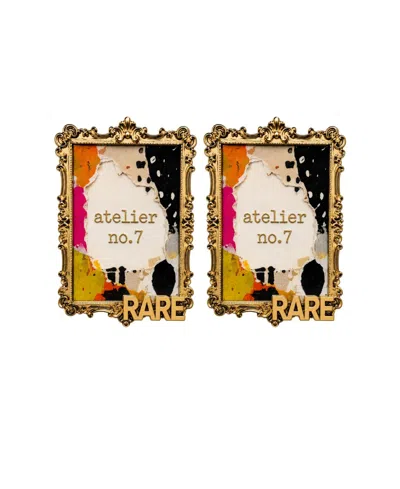 Swanky Designs The Art Stud Statement Earrings In Multi,yellow