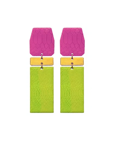 Swanky Designs Zorie Stud Sculptural Statement Earrings In Green