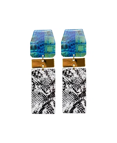 Swanky Designs Zorie Stud Sculptural Statement Earrings In Multi,black