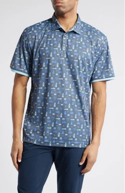 Swannies Adventure Print Golf Polo In Graphite