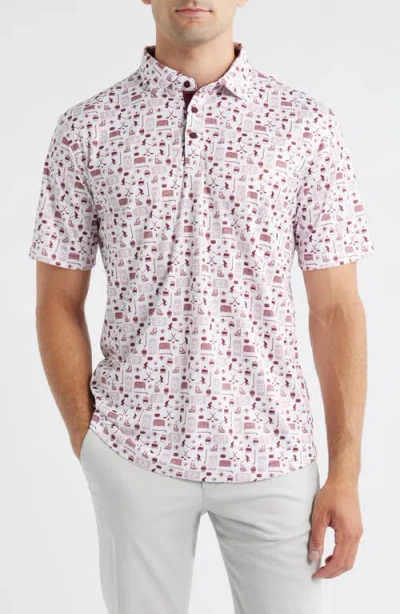 Swannies Banks Golf Print Performance Golf Polo In White