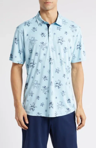 Swannies Bill Print Golf Polo In Sky