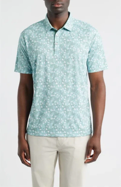 Swannies Breeze Floral Performance Golf Polo In Blue