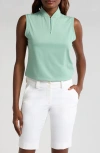 Swannies Brynn Sleeveless Half Zip Polo In Sage