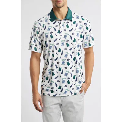 Swannies Carl Fairway Print Golf Polo In Vintage White
