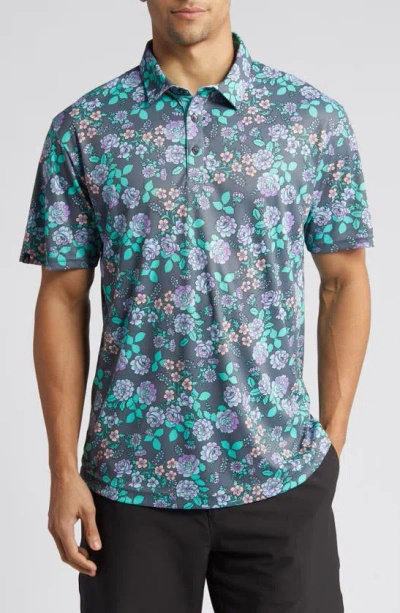 Swannies Chase Floral Golf Polo In Graphite