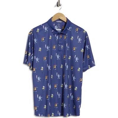 Swannies Combs Snack Print Golf Polo In Blue