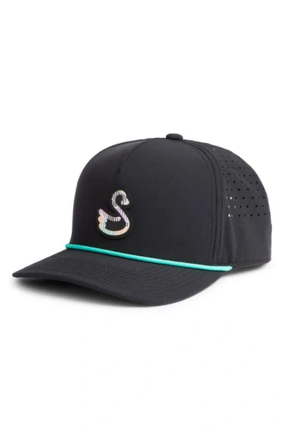 Swannies Dakota Ventilated Water Resistant Rope Snapback Baseball Cap In Black