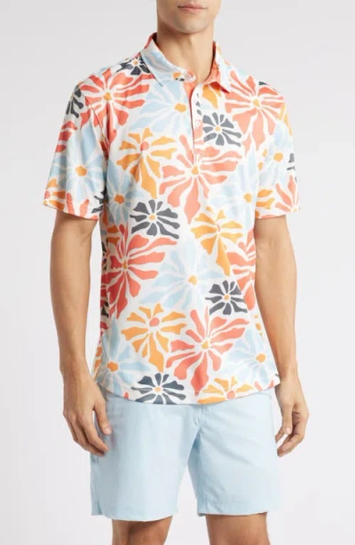 Swannies Donald Floral Golf Polo In Melon