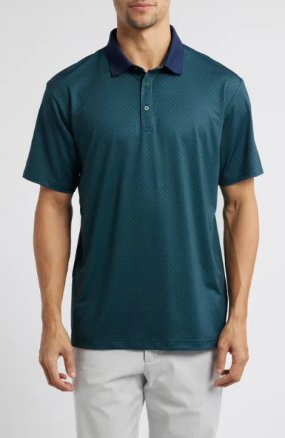 Swannies Evan Diamond Print Golf Polo In Midnight Navy