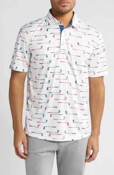 Swannies Golf Club Print Golf Polo In White