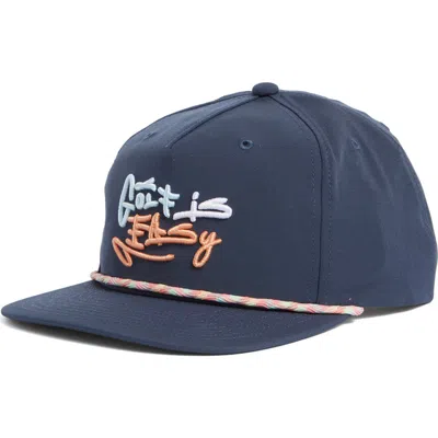 Swannies Golf Is Easy Embroidered Adjustable Hat In Blue