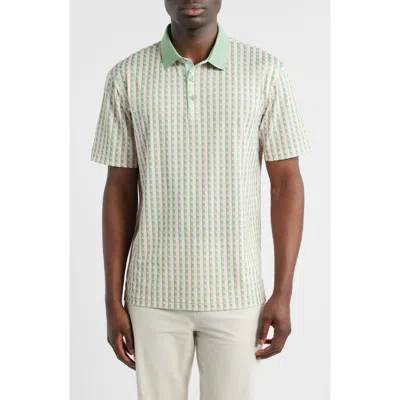 Swannies Greens Stripe & Golf Ball Print Piqué Performance Golf Polo In Neutral
