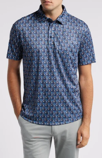 Swannies Joe Tailgate Print Golf Polo In Navy