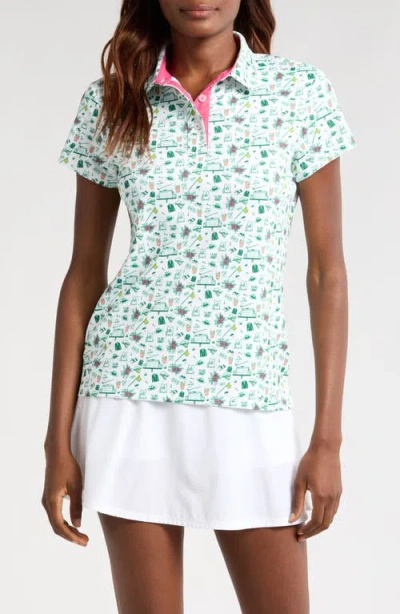 Swannies Kolsie Golf Print Polo In White