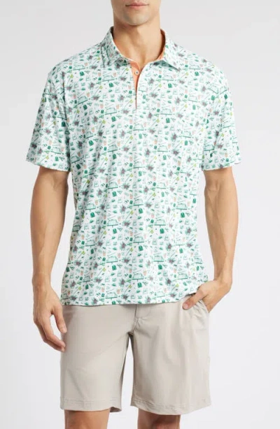 Swannies Lane Print Golf Polo In White