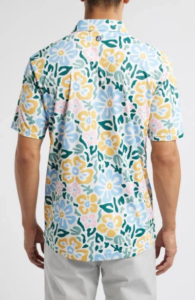 Swannies Larue Floral Print Golf Polo In Sky