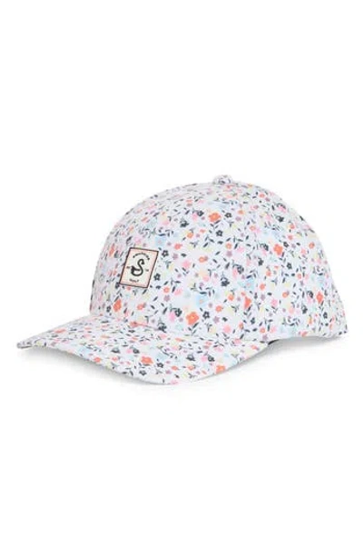 Swannies Lennon Floral Water Repellent Stretch Baseball Cap In White