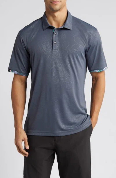 Swannies Lingmerth Floral Golf Polo In Graphite