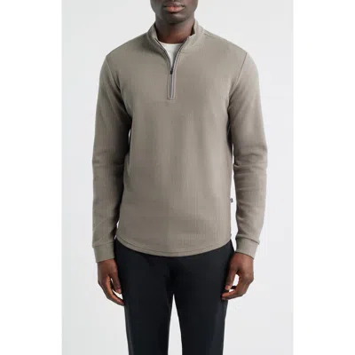 Swannies Luke Cotton Blend Performance Quarter Zip Pullover In Brown