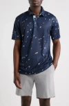 Swannies Macintyre Yacht Print Performance Golf Polo In Blue