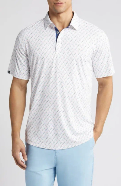 Swannies Max Golf Club Print Golf Polo In White