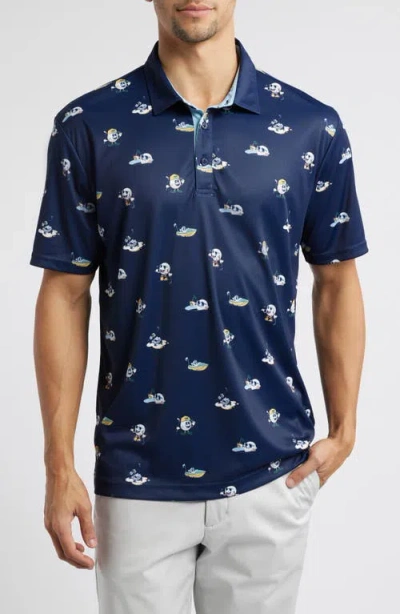 Swannies Meinke Print Golf Polo In Midnight Navy
