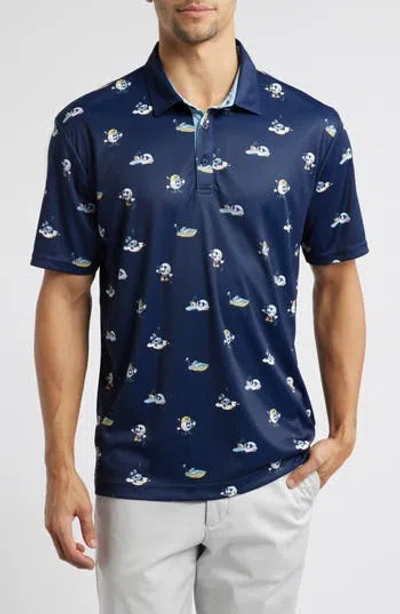 Swannies Meinke Print Golf Polo In Blue