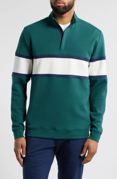 Swannies Owen Chest Stripe Golf Quarter Zip In Forest