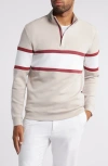 Swannies Owen Chest Stripe Golf Quarter Zip In Tan