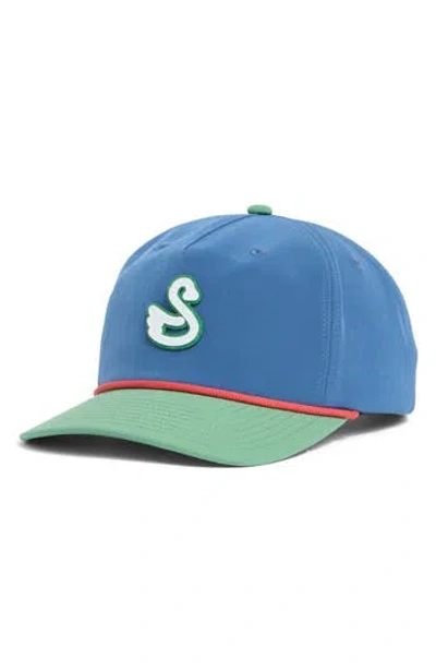 Swannies Patch Snapback Cap In Blue