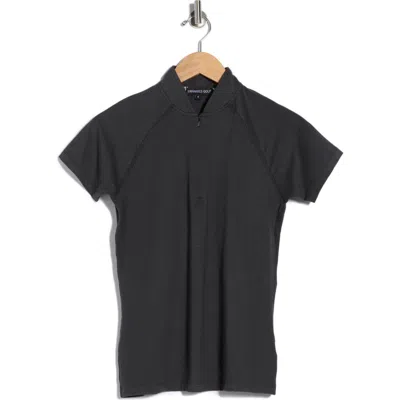 Swannies Quinn Half Zip Knit Polo In Black