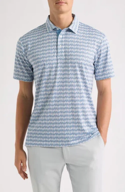 Swannies Sardine Print Performance Golf Polo In Blue