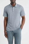 Swannies Smith Stripe Performance Golf Polo In Gray