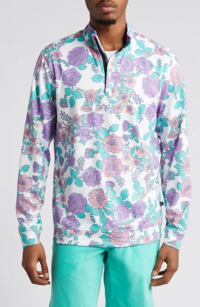 Swannies Stang Floral Quarter Zip Pullover In Purple