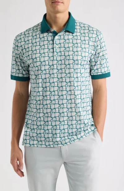 Swannies Sun Floral Piqué Performance Golf Polo In Blue