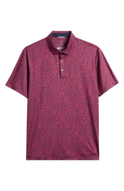 Swannies Sunset Floral Performance Golf Polo In Purple