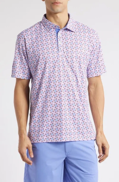 Swannies Sutton Print Golf Polo In Iris