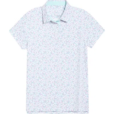 Swannies Talia Ditsy Floral Half Placket Polo In Blue