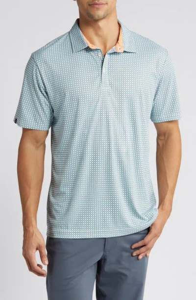Swannies Tanner Diamond Print Golf Polo In Cactus