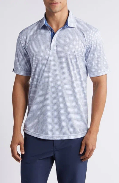 Swannies Tanner Diamond Print Golf Polo In Navy