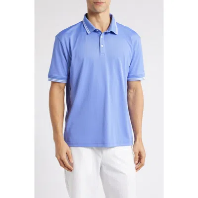 Swannies Thatcher Solid Band Collar Golf Polo In Iris