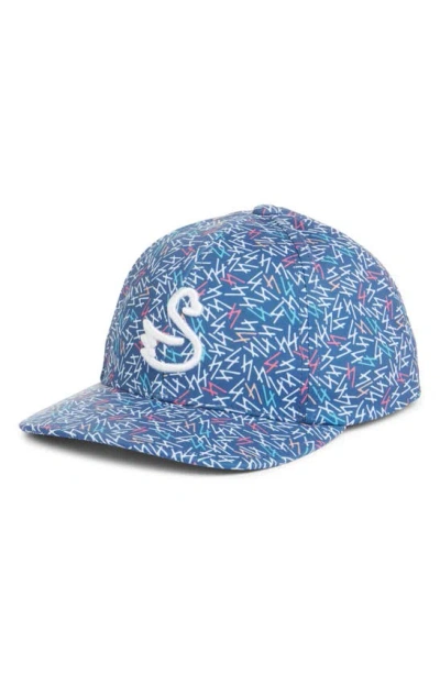 Swannies Vance Geo Print Snapback Golf Hat In Blue