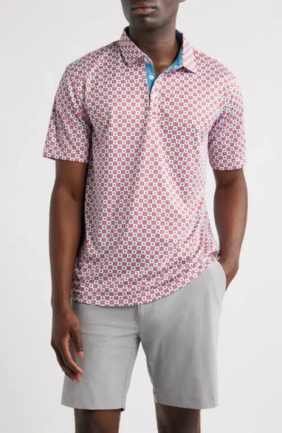 Swannies Waylon Stars & Stripes Print Performance Golf Polo In White