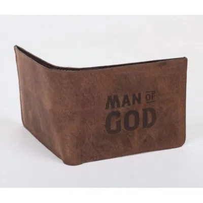 Swanson Christian Products Men's Buffalo Leather "man Of God" Wallet In Dark Brown