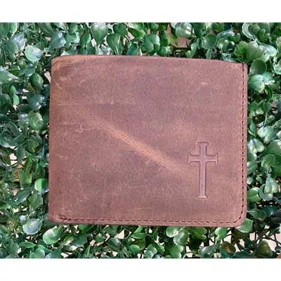 Swanson Christian Products Men's Buffalo Leather Wallet With Cross Imprint In Dark Brown