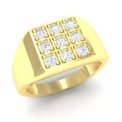 Pre-owned Swarajewel 0.33ct Round Natural Diamond 14k Yellow Gold Engagement Ring For Men In G-h