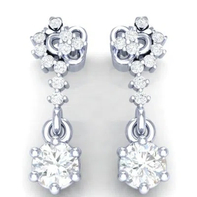 Pre-owned Swarajewel 0.5ctw Round Natural Diamond Earrings For Women 18k White Gold In Fg